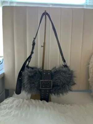Furry shoulder bag Gray thumbnail 5