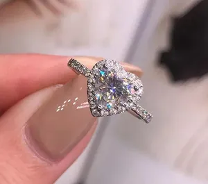 1.5ct heart shape halo 4.5 5 6 7 8 9 10 Diamond Cz Silver 925 thumbnail 4