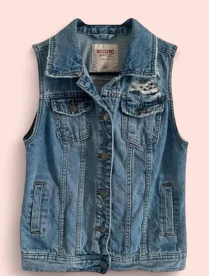 Women’s Mossimo Y2K Distressed Jean Vest Small Blue thumbnail 1