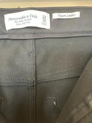 Abercrombie Fitch Women Pant 33 FauxLeather Ankle Straight Ultra HiRise Black thumbnail 4