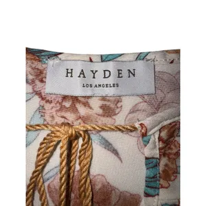 Hayden Los Angeles Floral Tassel Peasant‎ Blouse Rust Teal Boho Oversized Large thumbnail 4