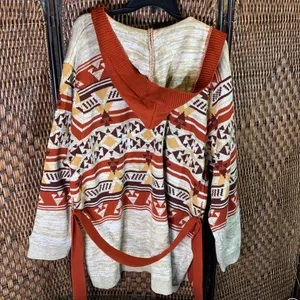 Wrangler Retro Southwestern Print Hooded Knit Cardigan with Belt Size XL thumbnail 6