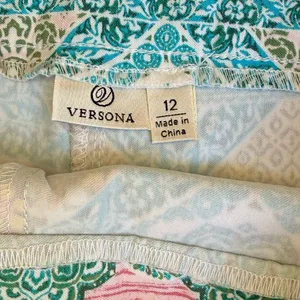 Versona Floral Geometric Pull On Stretchy Multicolor Skort Preppy Size 12 thumbnail 5