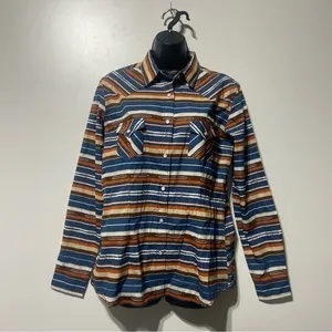 Panhandle Western Long Sleeve Serape Shirt Size Medium NWT Button Snaps Orange thumbnail 3