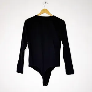 Abercrombie & Fitch Bodysuit Black Scoop Neck Long Sleeve Soft A&F Size Large thumbnail 4