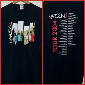 Fruit of the Loom Vintage 2004 Y2K Maroon 5 Concert T Shirt Double Sided Unisex Medium FLAWS thumbnail 2