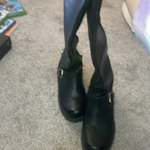 Target Black combat motorcycle boots vegan leather size 7 thumbnail 10