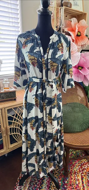 NWT Desmond & Dempsey x H&M Tropical Floral Boho Hippie Midi Maxi Kaftan Dress thumbnail 1