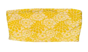 Aerie Yellow Floral Bandeau Bikini Top Size M Strapless Retro Swim thumbnail 1