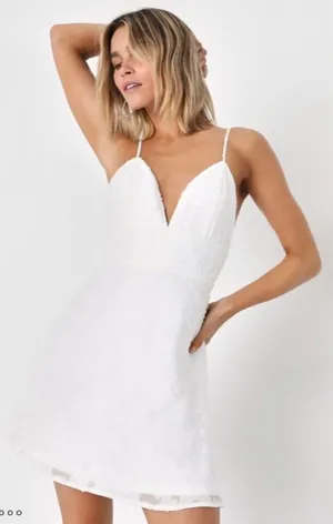 LULUS Bridal Bachelorette Engagement Bridal Shower Sexy Flirty Floral Mini Dress thumbnail 1