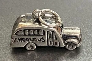 Vintage 925 Sterling Silver 3D School Bus Charm thumbnail 1