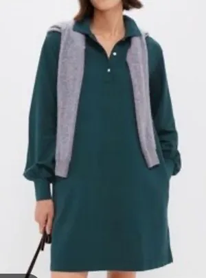 Tuckernuck June Bug Green Cotton Pique Long Sleeve Polo Mini‎ Dress XL NEW thumbnail 1