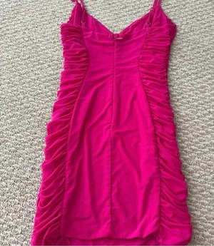 American Threads Hot Pink Ruched Mini Dress thumbnail 9