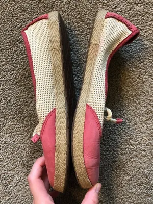 UGG Catrin Crochet Slip Ons Coral Red Pink Beige Espadrille LEATHER Flats US 8 thumbnail 10