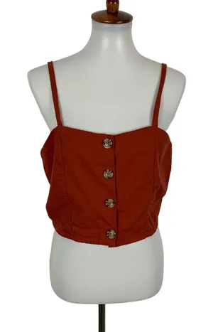 Purple Snow Brown Crop Top XL Button Front‎ Y2K Retro Cottagecore Fall thumbnail 1