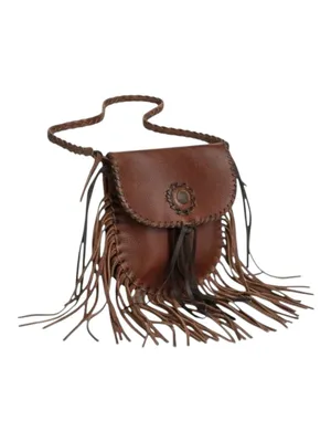 Vintage: OOAK Handmade ☀︎︎ Fringe Whipstitiched Medicine Bag ☀︎︎ Brown Leather thumbnail 2