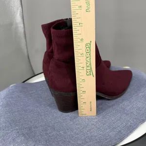 Franco Sarto L Shaneen Ankle Boots 7M Burgundy Faux Suede Pointed Toe Block Heel thumbnail 7