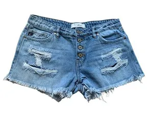 KanCan Light Wash Distressed Jean Shorts M thumbnail 1