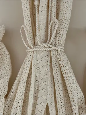 Doen Persephone Cream Eyelet Midi Dress with Tassel Belt in Magnolia NWT sz XXS thumbnail 6