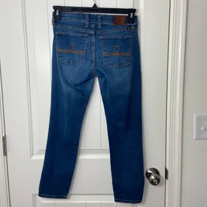 EUC Lucky Brand women’s blue medium wash Sofia‎ capri denim jeans summer stretch thumbnail 4