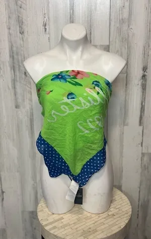 Hollister Floral Polka Dot Scarf Bandana Wrap – Green Blue Pink – One Size – NWT thumbnail 1
