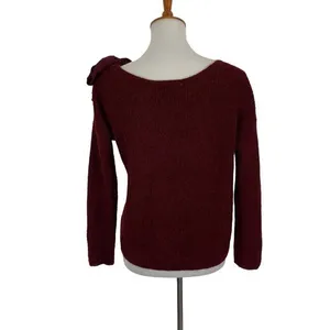 Sézane Sweater Small Maroon Mohair Alpaca Blend Bow Shoulder thumbnail 6