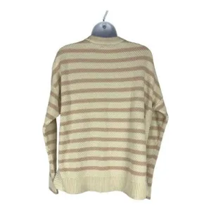 Madewell Womens M Striped Cotton Blend Sweater Beige & Pink thumbnail 8