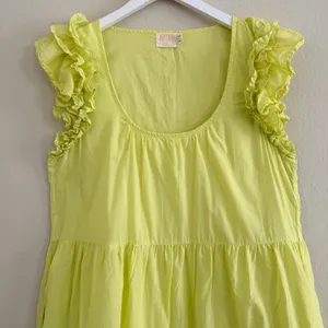 Nation LTD Luella Tiered Mini Dress in Tennis Ball Pima Cotton Pockets Sz Medium thumbnail 10