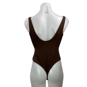 Skims Women's Brown Sleeveless Square Neck Open Back Thong Tank Bodysuit Size L thumbnail 3