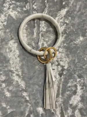 Marble Circle Key Ring White thumbnail 1