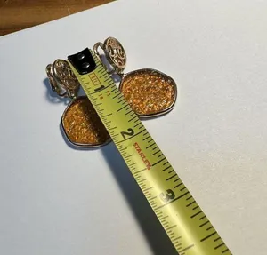 Signed Sarah Cov Gold Tone Dangle Drop Clip On Earrings Taste Of Honey thumbnail 3