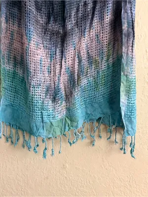 Lightweight Ombre Blue Crochet Scarf & Wrap thumbnail 4