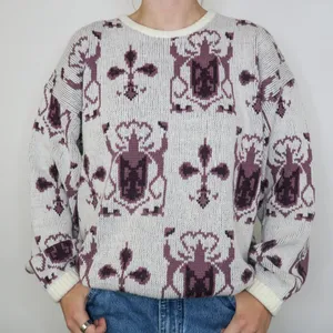 Vintage 80s Geometric Abstract Purple Sweater thumbnail 2