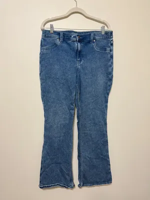 Aerie Pull On Baby Flare Jeans Size Large Medium Blue Stretch Retro Boho 90s thumbnail 2