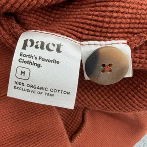 Pact Organic Cotton Waffle Knit Thermal Henley Pullover Top Rust Brown Medium thumbnail 5