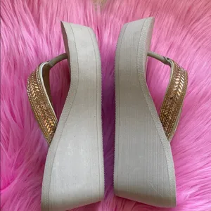 Stylish SO Beige Flip-Flops with Rhinestone Straps thumbnail 4
