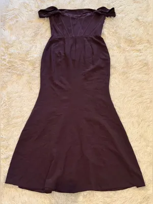 New Dress The Population Melania Off the Shoulder midnight plum Gown sz XXL thumbnail 7