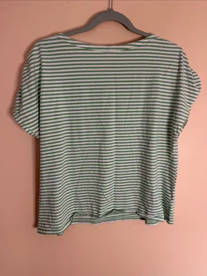 LOFT Green and White Striped Short Sleeve Tee thumbnail 5