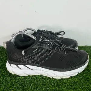 Hoka One One Clifton 6 Black Women Size 9 Black White Running Shoes thumbnail 3