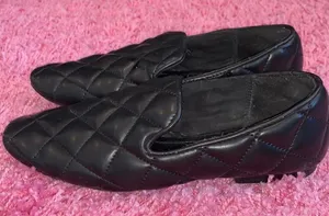 Zara Black Quilted Loafer Flats Size 5 thumbnail 1
