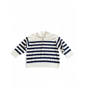 Free People Coastal Stripe Pullover Champagne Navy Combo Large thumbnail 3
