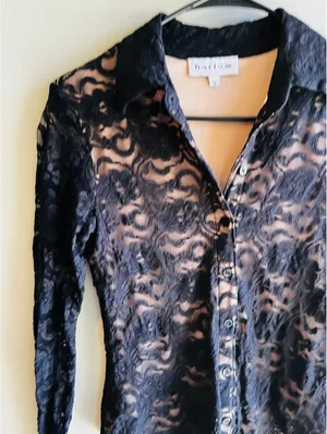 Harlow Black Lace WhimsiGoth Romantic Top Small thumbnail 3