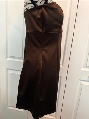 Altar’d State Strapless Brown Satin Dress thumbnail 4