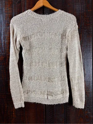 Buffalo David Bitton Beige Open-Weave Shimmer Sweater thumbnail 9