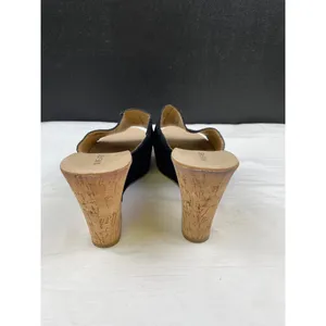 Nine West Women's Black Suede Shoes/Wedge Sandals Heel 4" Size 10 SKU 3742 thumbnail 6