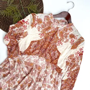 Free People Womens Dress Tunic Lady Luck Liberty Floral Tie Neck Medium thumbnail 2