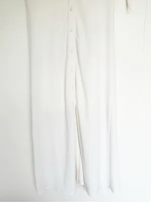 NWT SALTED HOUSES Boutique Collared Button-Front Midi Dress in Ivory Size Medium thumbnail 3