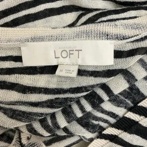 LOFT Zebra Stripe Cardigan Sweater M Lightweight Career Career Minimalist Layers thumbnail 5