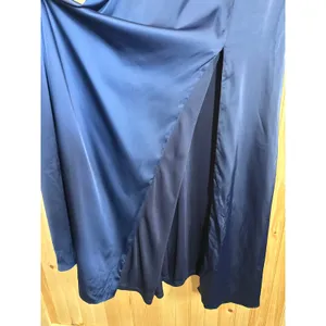 NWT Lulus Ultimate Sweetness Navy Satin Flutter Sleeve Maxi Dress Wedding Sz L thumbnail 6