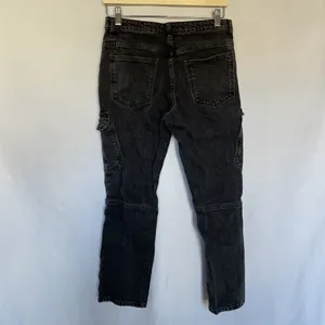 Zara black jeans cargo‎ pants denim many pockets women's size 6 casual boho thumbnail 7